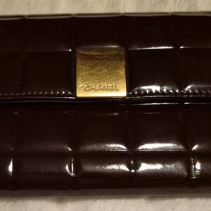 Chanel Black Quilted Wallet with Gold Accent